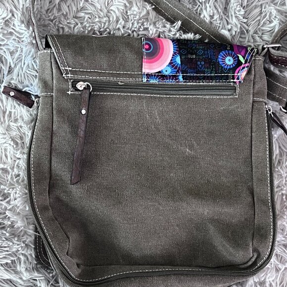 Zia Poppy Italy Canvas Crossbody Bag Multicolor Embroidered Boho Patchwork - Picture 8 of 14